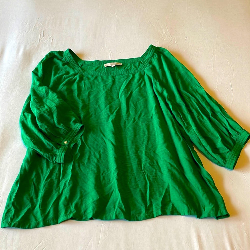 Loft green blouse with square neck XXL